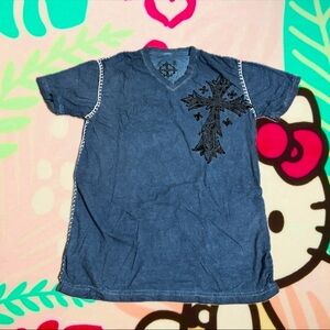 Raw State Men's Blue Cross Embroidered Tee